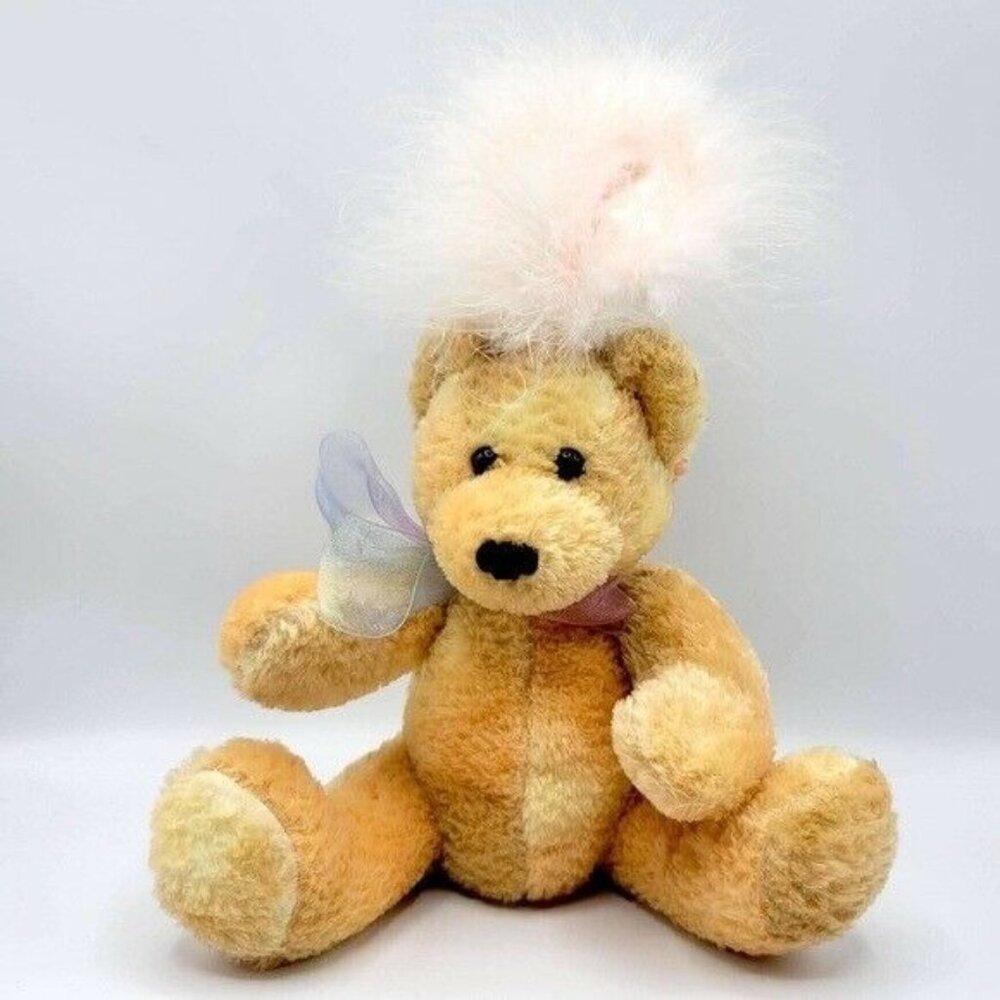 Dan Dee Laurel's Attic Chloe Bear Plush Brown 12" Fluffy Bunny Ears Easter